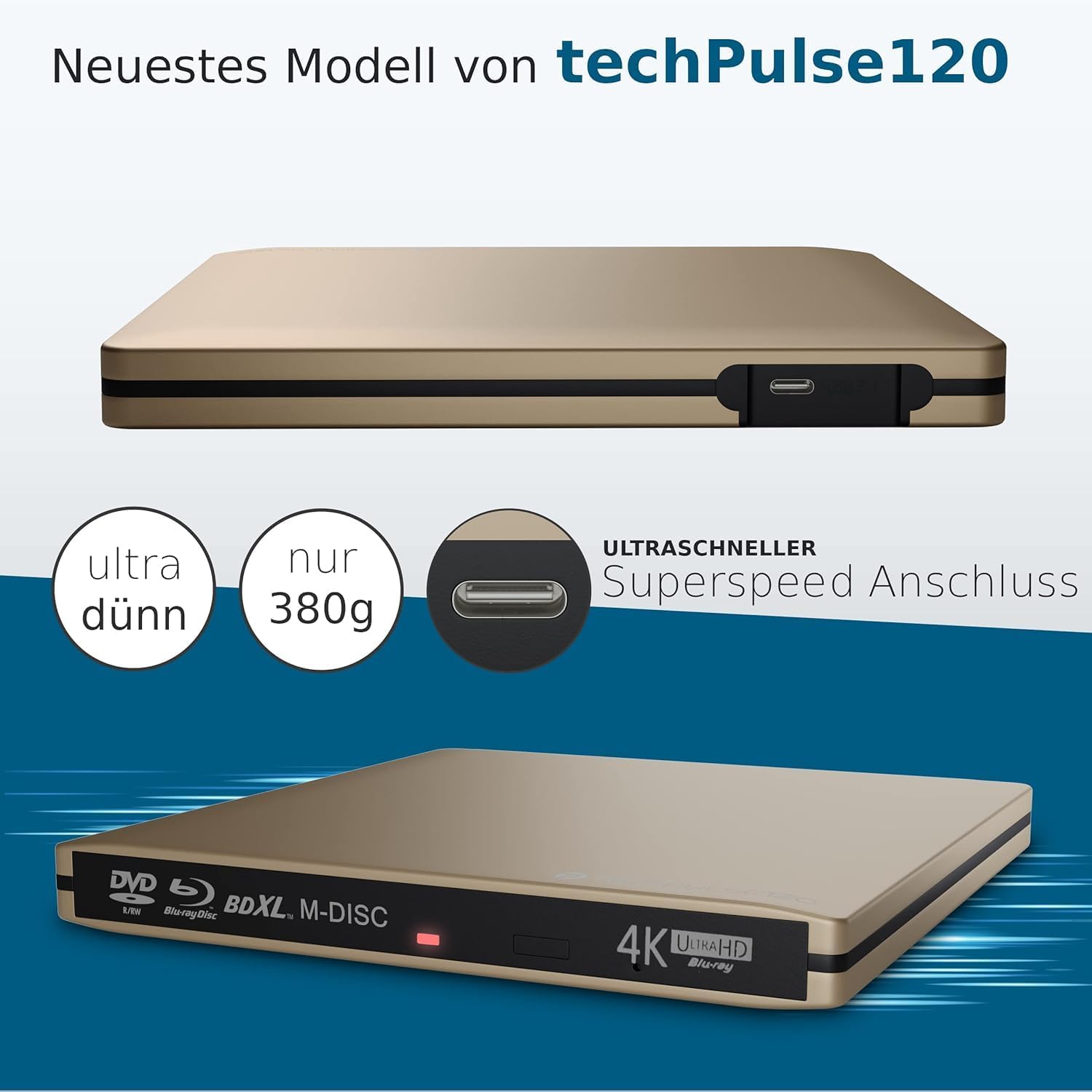 Techpulse120 Masterizzatore Blu-ray Esterno USB-C 4K - immagine 2