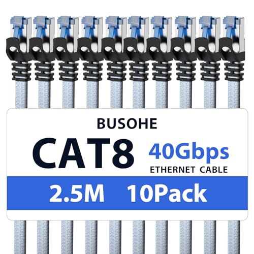 Busohe Cat 8 Cavo Ethernet 2,5m (10 Pezzi)
