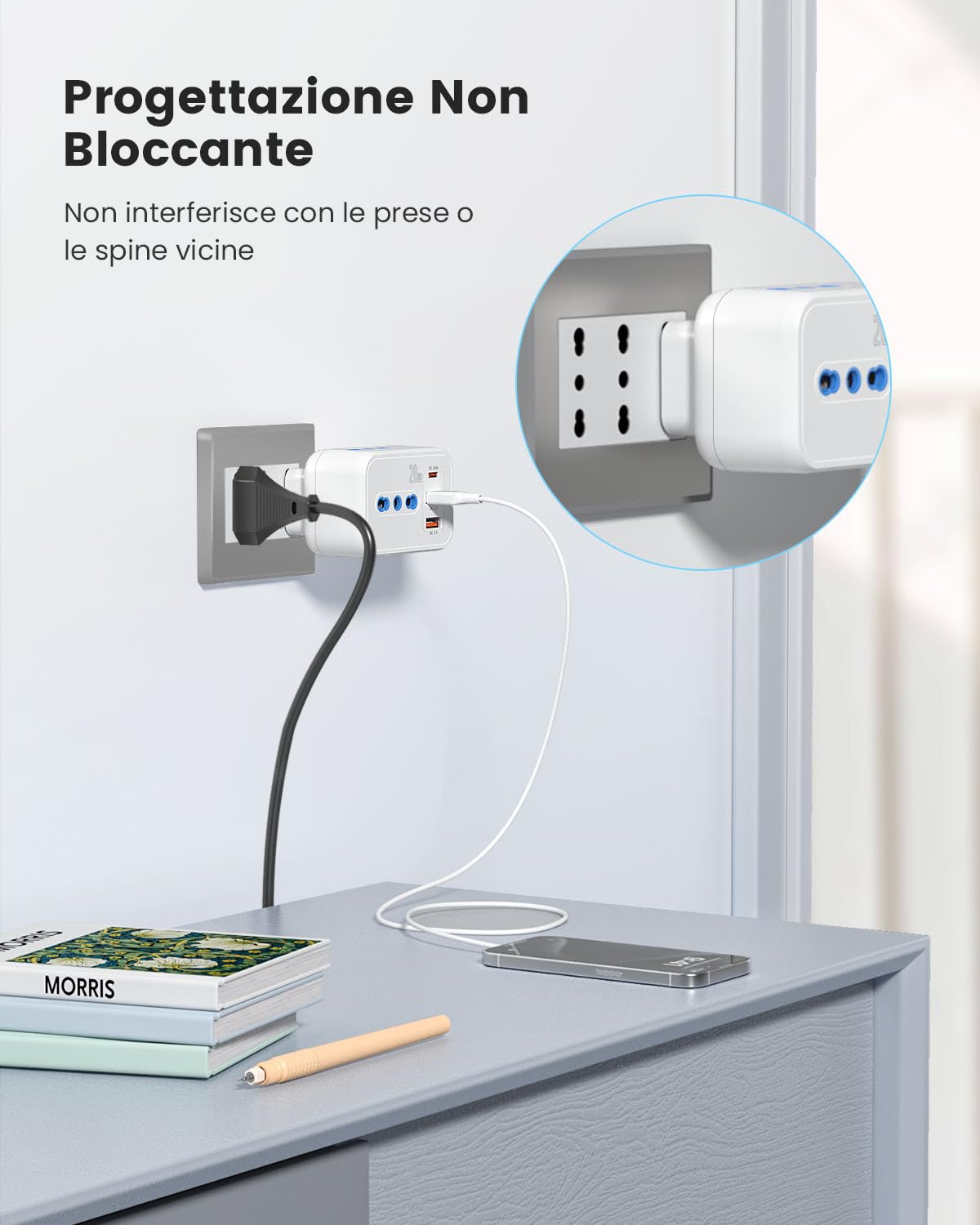 Lencent Multipresa da Muro con USB PD 20W e QC3.0 - immagine 3