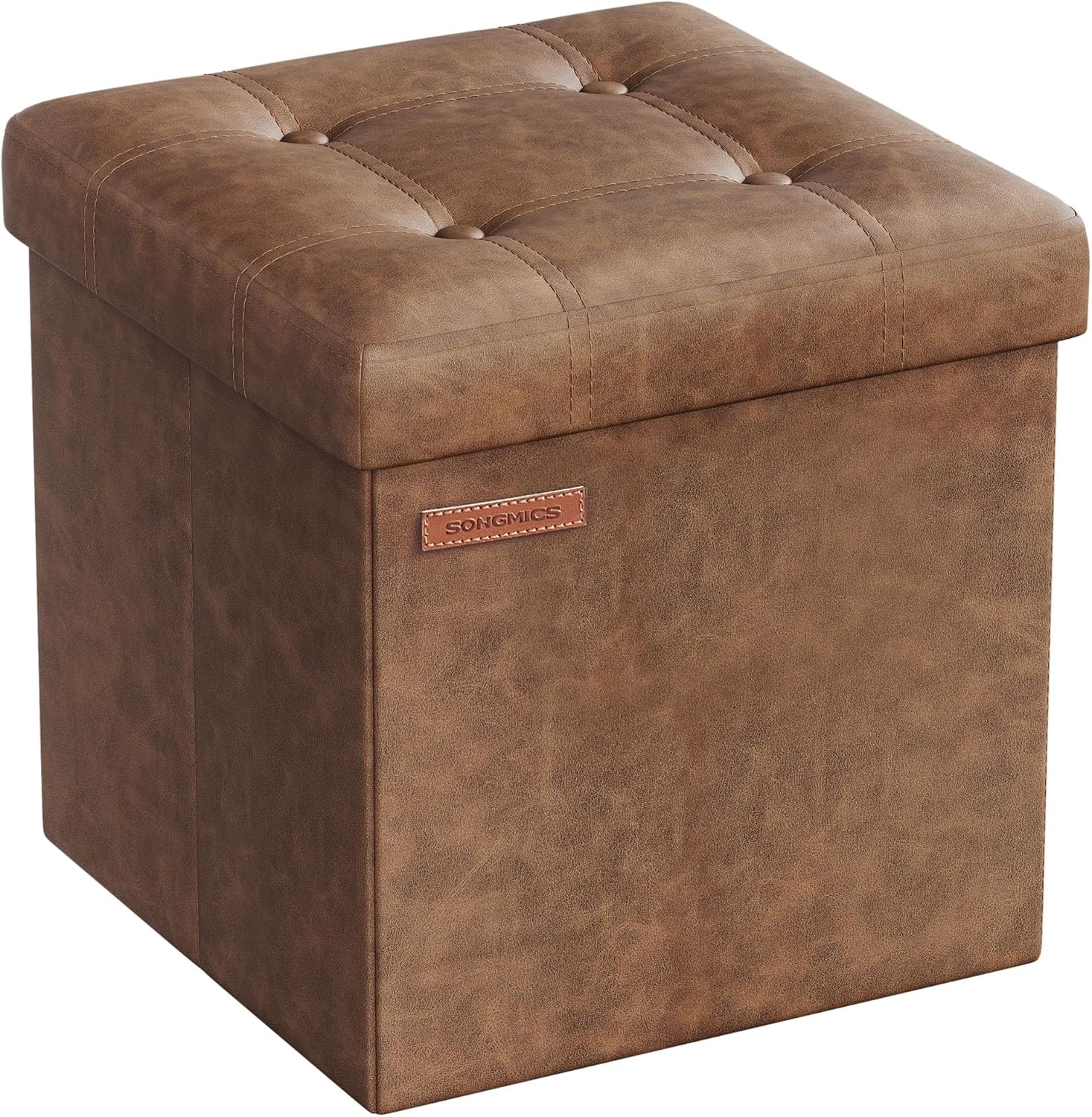 Songmics Pouf Contenitore Pieghevole 38cm, Marrone Caffè - immagine 1
