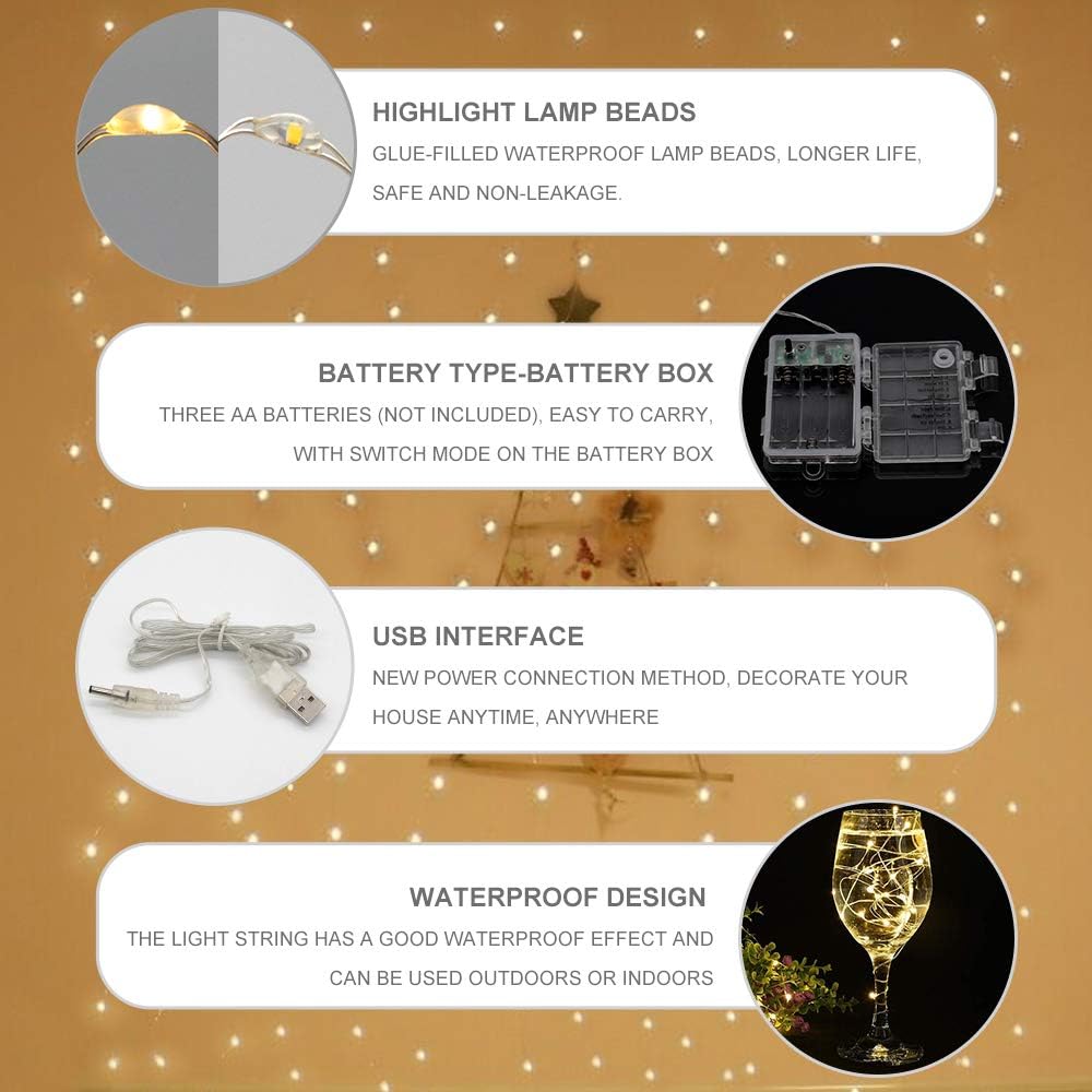 Tenda Luminosa Interni 3x3m 300LED USB e Batterie - immagine 2