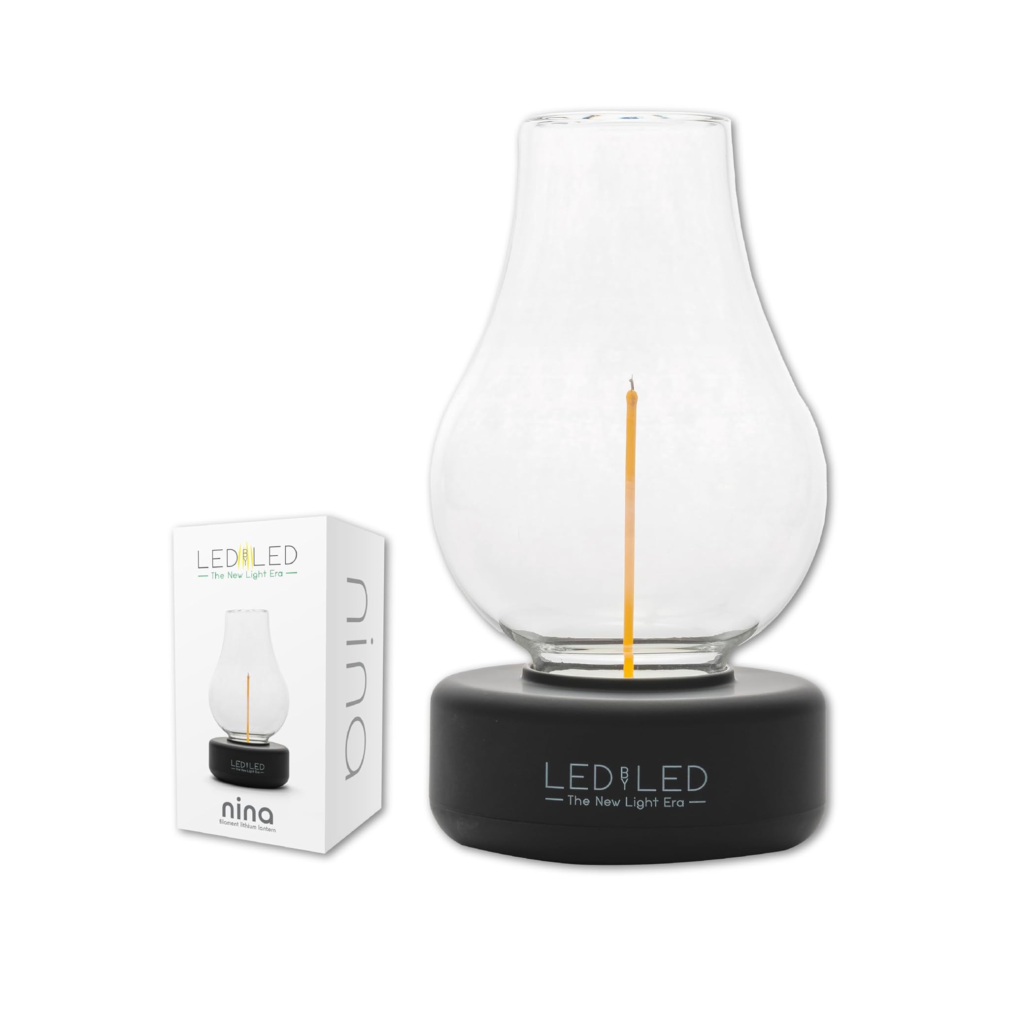 Lampada da Tavolo Nina Ricaricabile Senza Fili, Nera Gommata