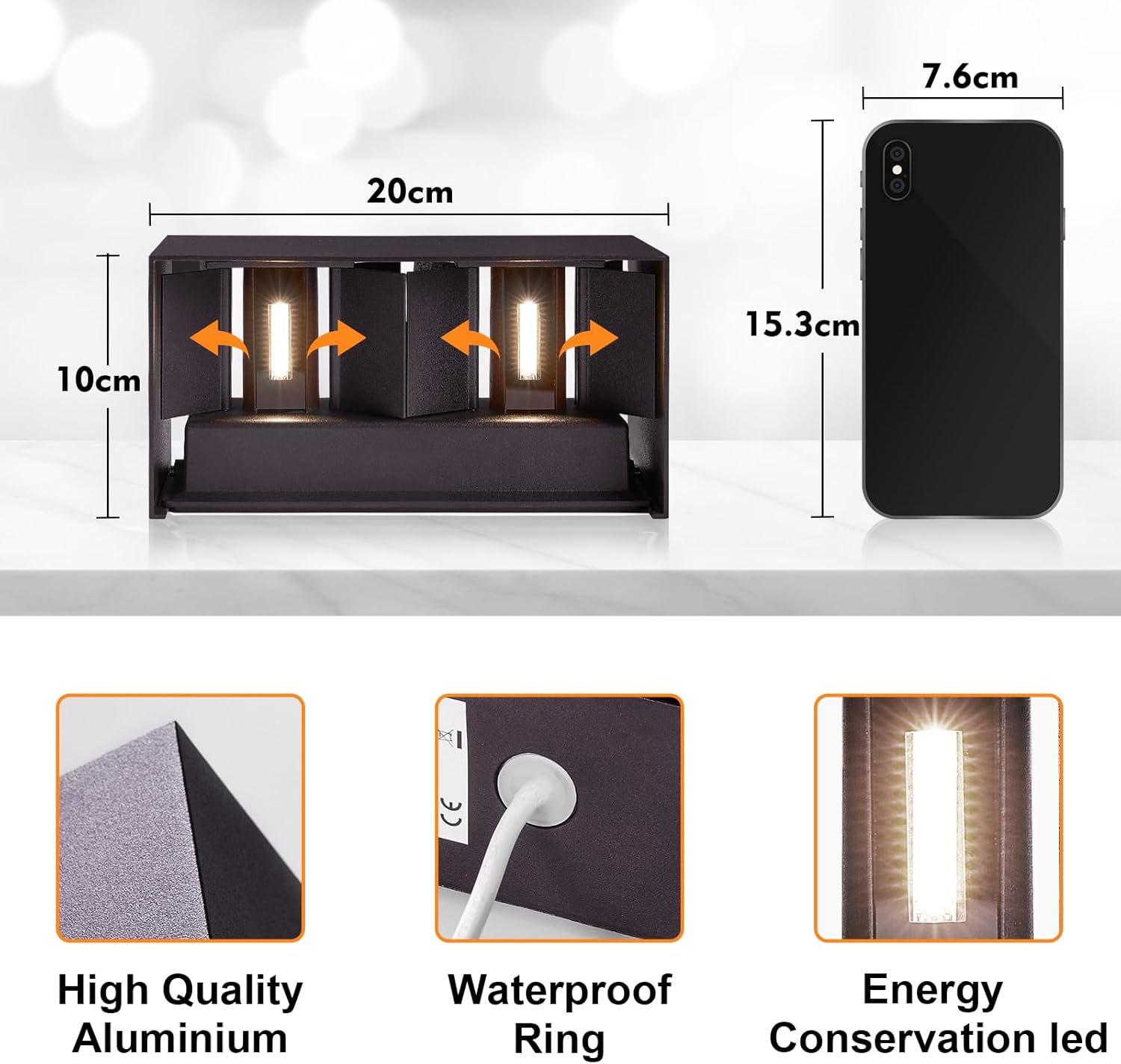 Celavy Lampada da Parete LED Antracite 4000K Up Down - immagine 4