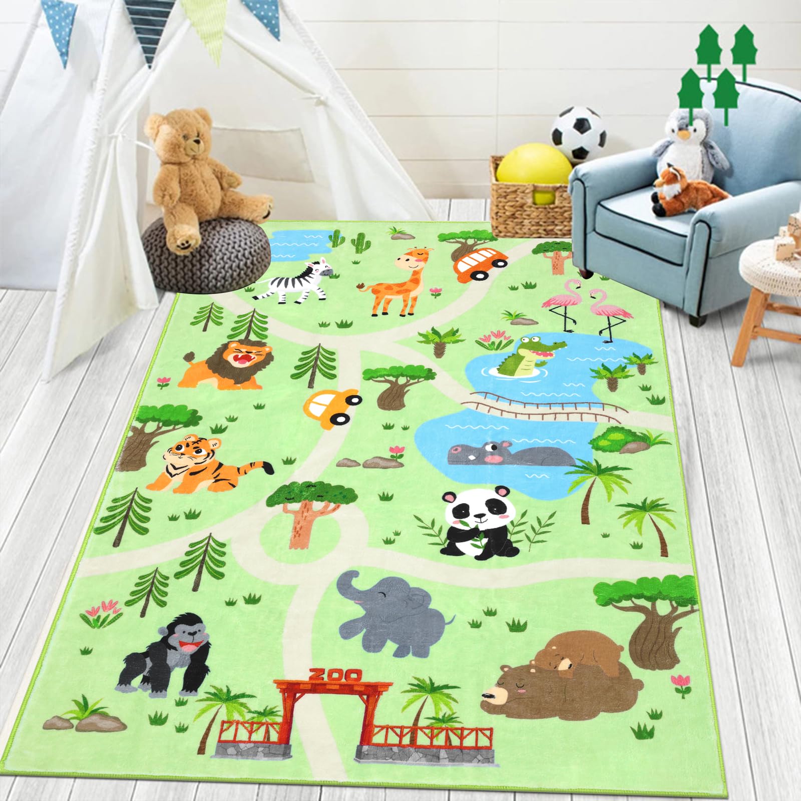 Tappeto Bambini 100x150 cm Motivo Animali