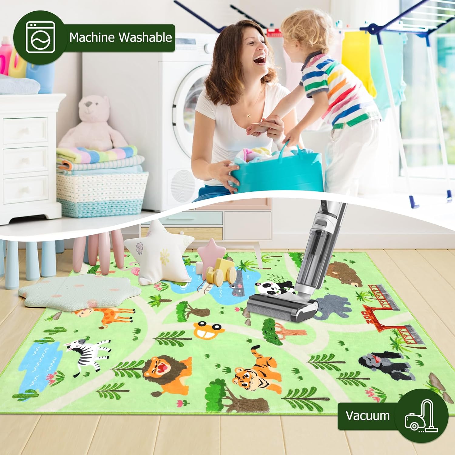 Tappeto Bambini 100x150 cm Motivo Animali - immagine 7