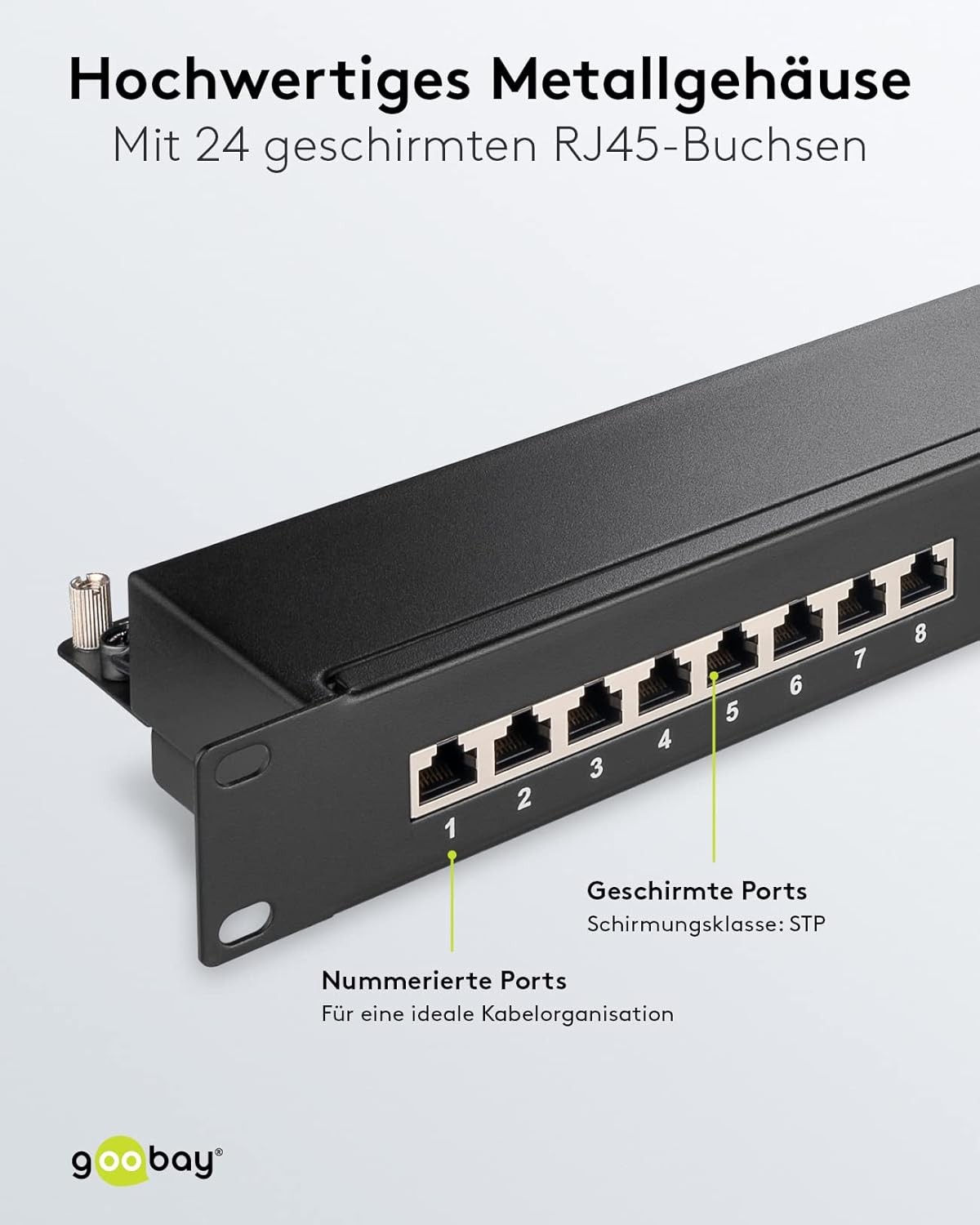 Goobay 90854 CAT 6A Pannello Patch da 48.3cm, 24 Porte, Nero - immagine 4