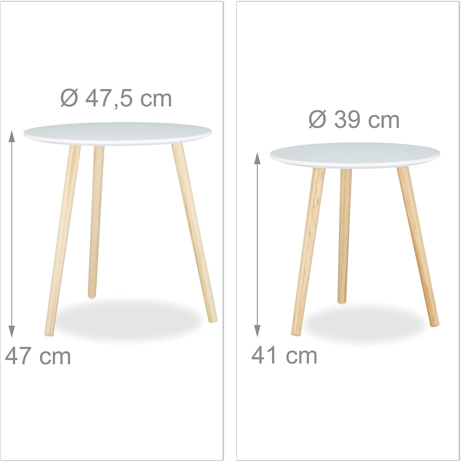 Relaxdays Tavolini da Salotto Set 2, Bianco - immagine 3