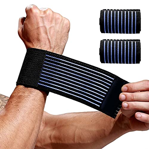 2 Pezzi Fascia da Polso, Supporto Polso Elastica Ambidestra, Tutore Tunnel Carpale, fascia di supporto per polso - cinghia di compressione regolabile - tessuto elastico e traspirante