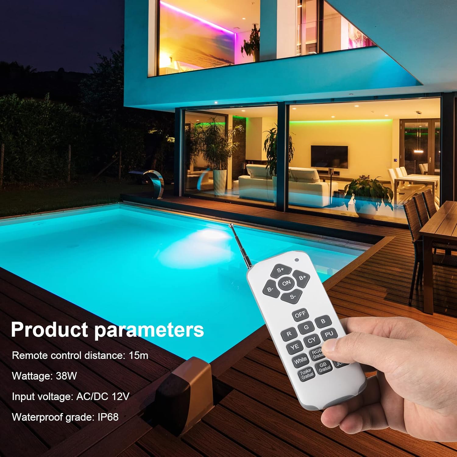 Kingwen Luci da Piscina PAR56 RGB 38W con Telecomando - immagine 5