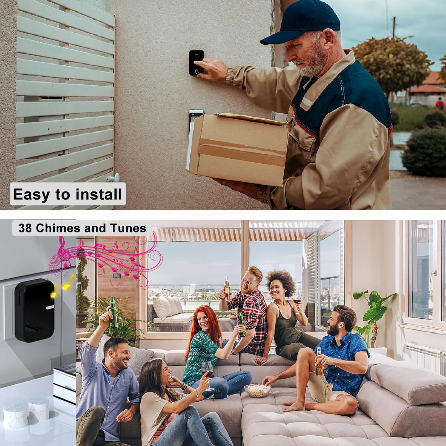 YVVV Campanello Senza Fili Esterno Autoalimentato - immagine 2