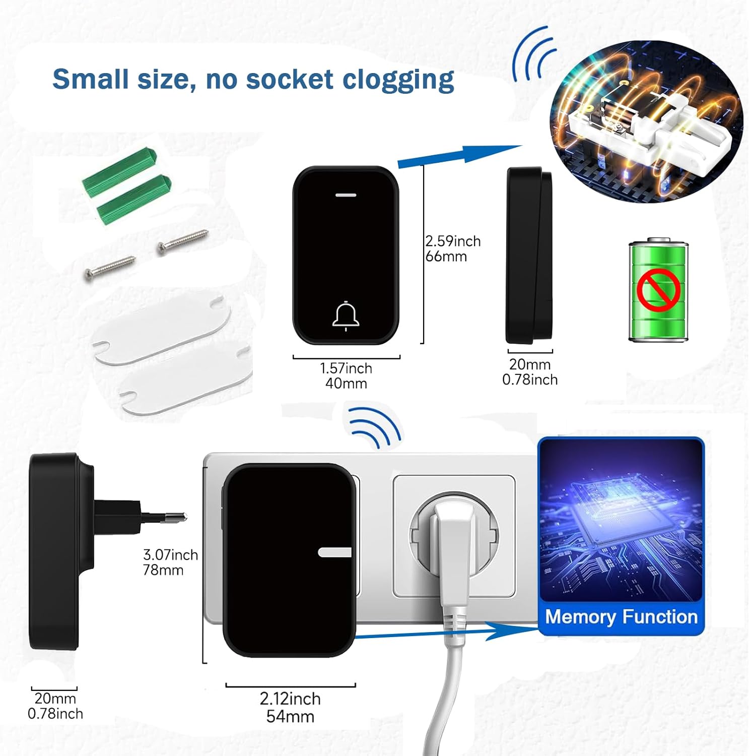 YVVV Campanello Senza Fili Esterno Autoalimentato - immagine 6