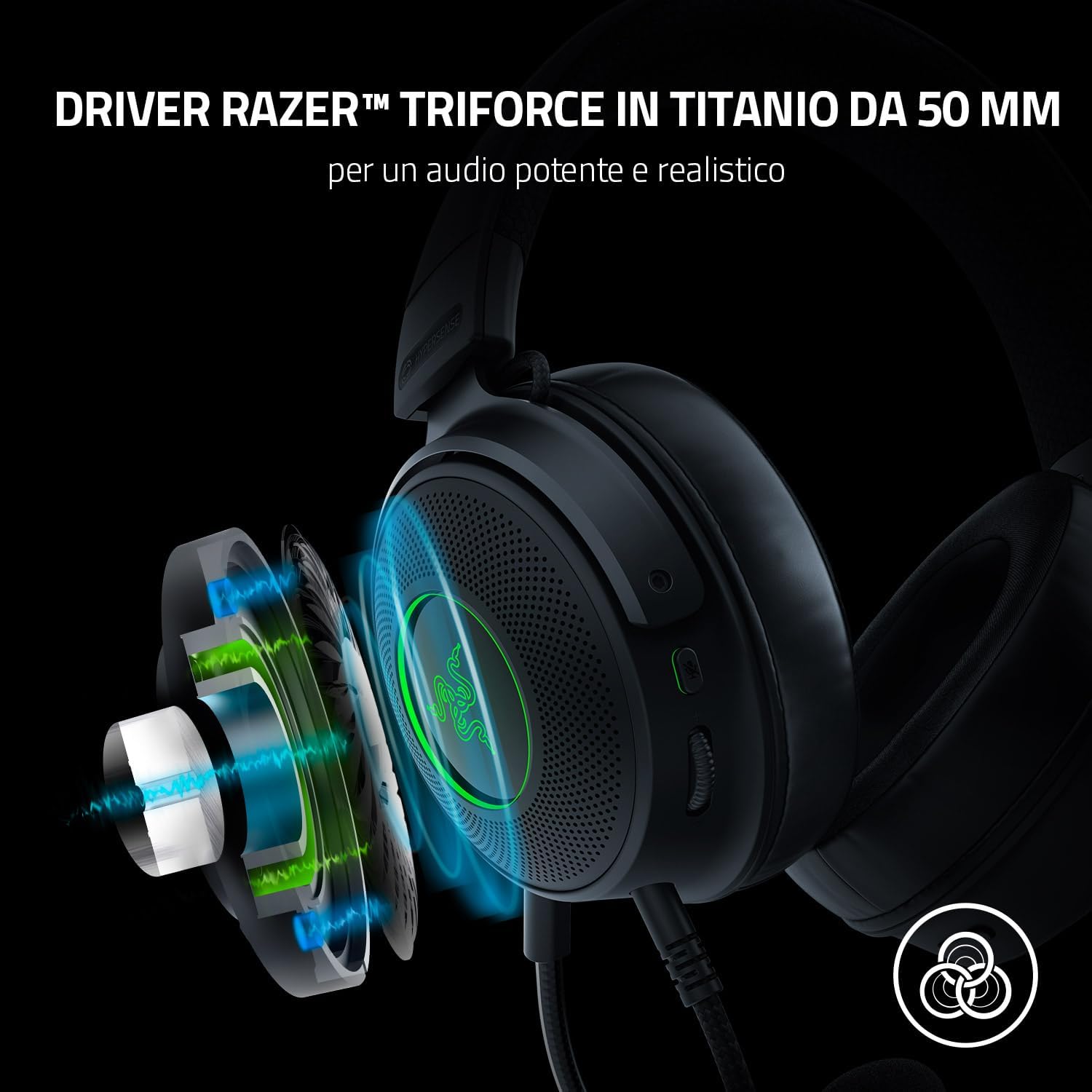 Razer Kraken V3 HyperSense - Cuffie Gaming USB Cablate - immagine 4