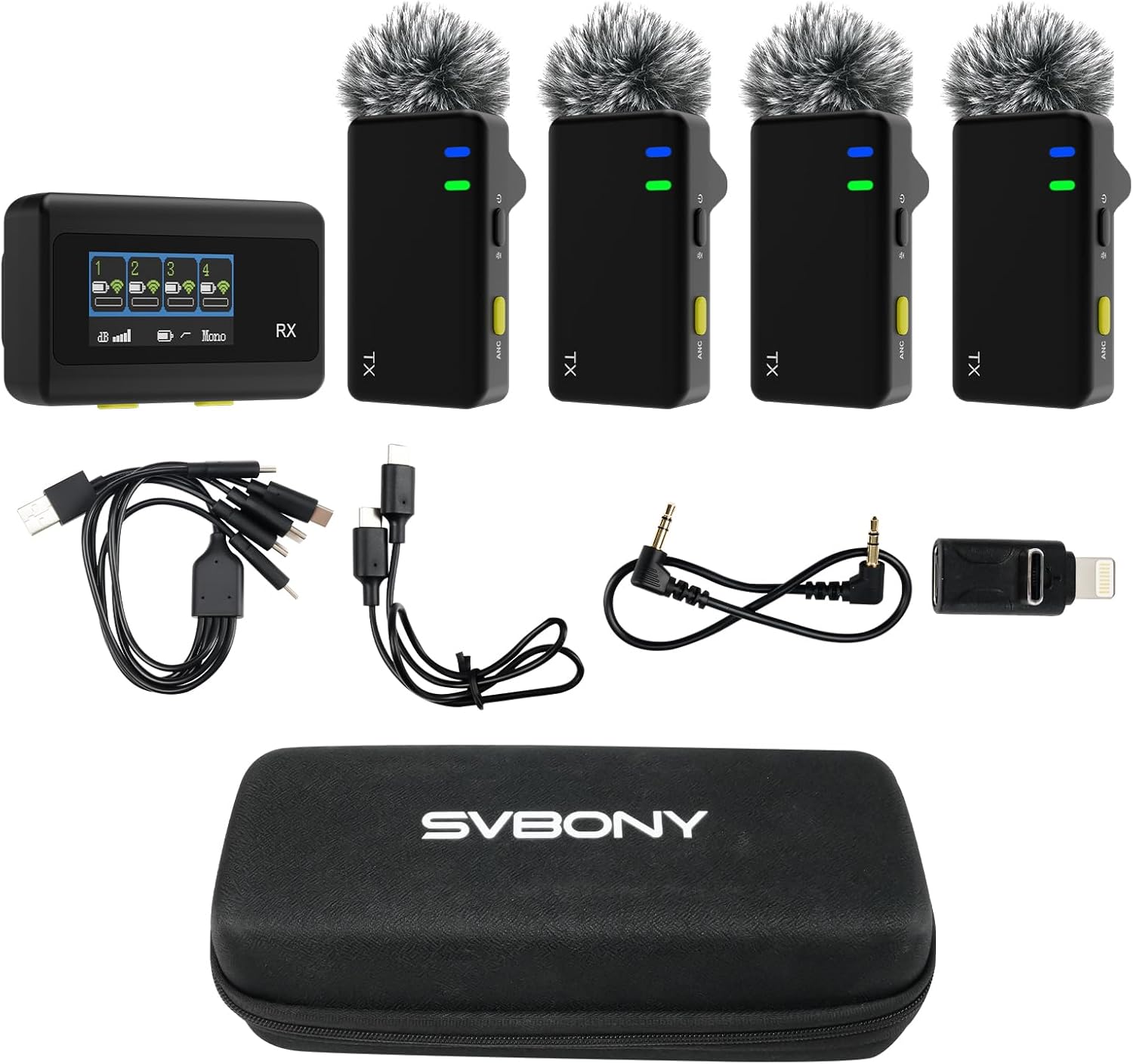 Svbony SVMic D4 Microfono Lavalier Wireless con 4 Trasmettitori - immagine 1