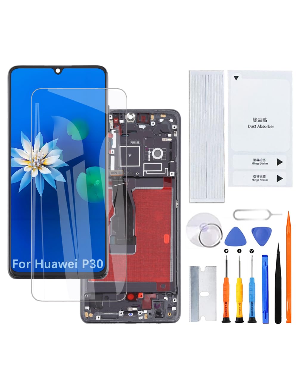 H&LYCYJ Display di Ricambio per Huawei P30 TFT, Nero