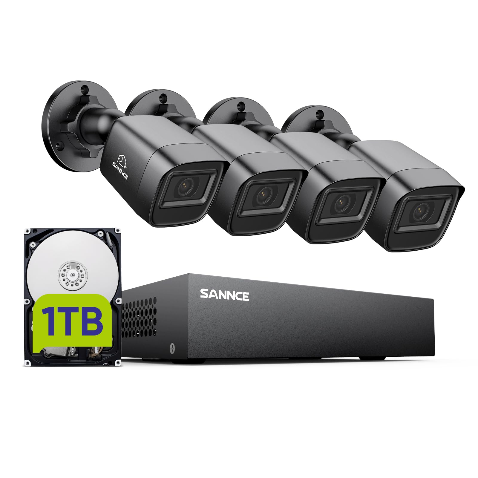 Sannce Kit Videosorveglianza 1080p DVR 8 Canali + 4 Telecamere
