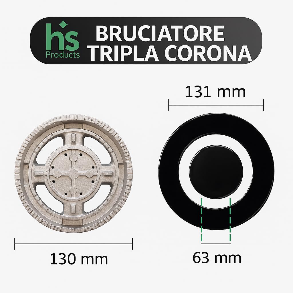 Kit Ricambi Cucina a Gas 10 Pezzi - 5 Bruciatori + 5 Piattelli - immagine 3