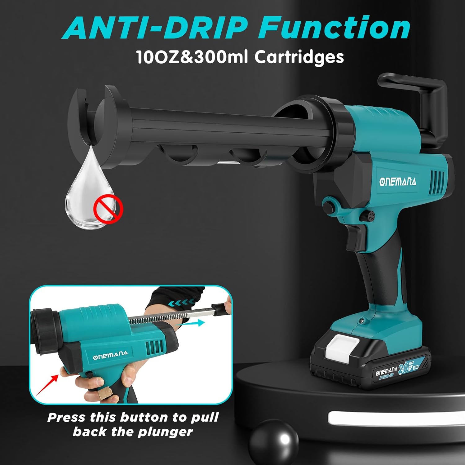 ONEMANA Pistola per Silicone Elettrica 20V 6 Velocità - immagine 4