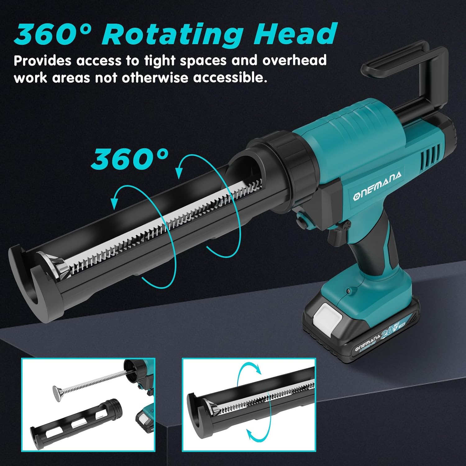 ONEMANA Pistola per Silicone Elettrica 20V 6 Velocità - immagine 5