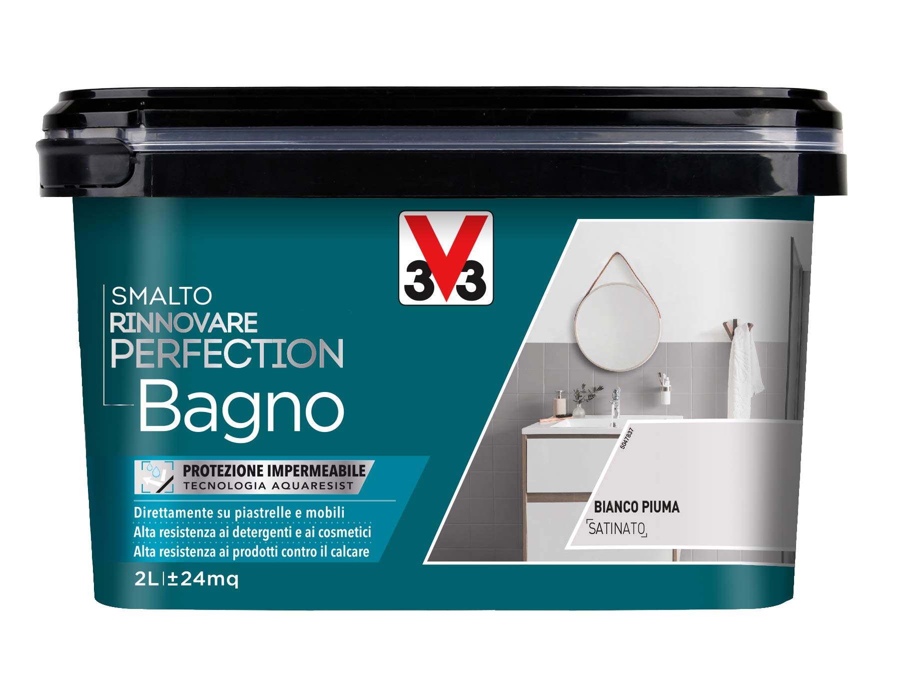 V33 Smalto Rinnovare Perfection Bagno Bianco Piuma Satinato 2 L