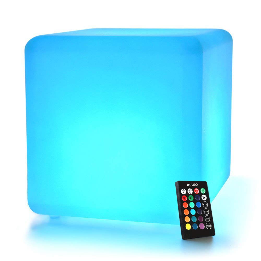 MR.GO 30cm Sgabello Cubo LED Impermeabile con Telecomando