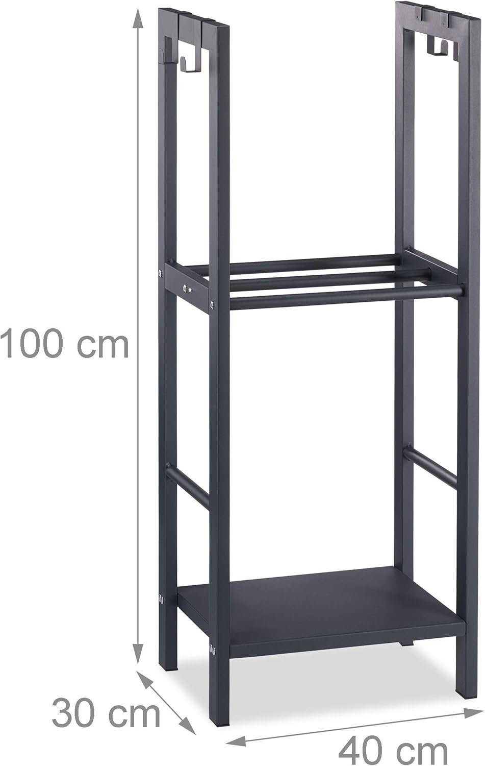 Relaxdays Scaffale Porta-Legna con 2 Ripiani, Antracite - immagine 4