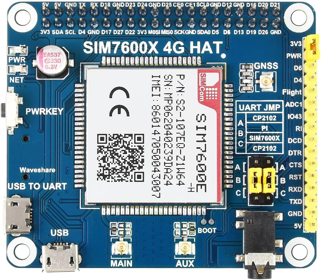 Waveshare 4G/3G/2G/GSM/GPRS/GNSS Hat per Raspberry Pi - immagine 3