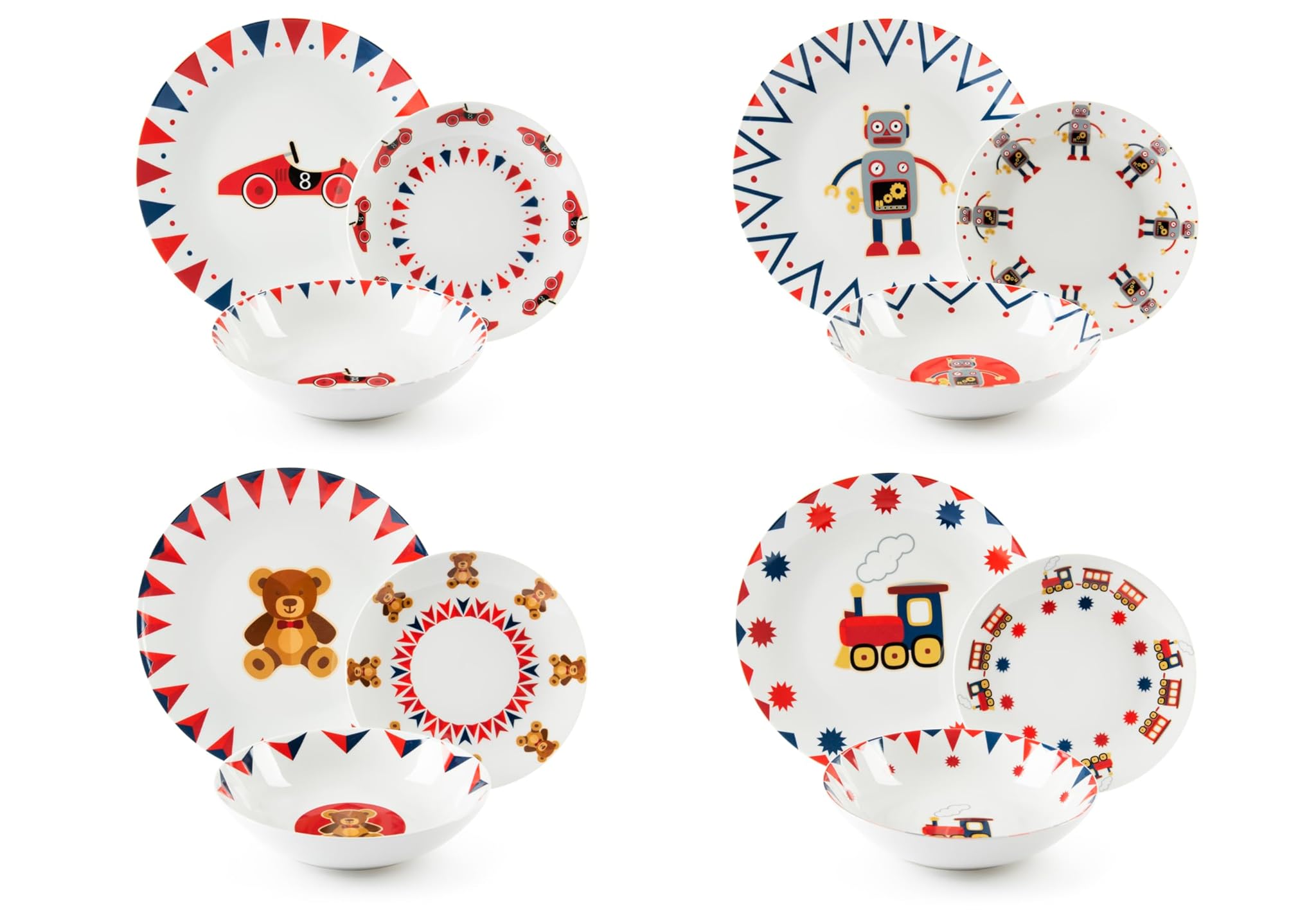 Excelsa Toy History Serivzio 12 Piatti, Porcellana, 4 Persone