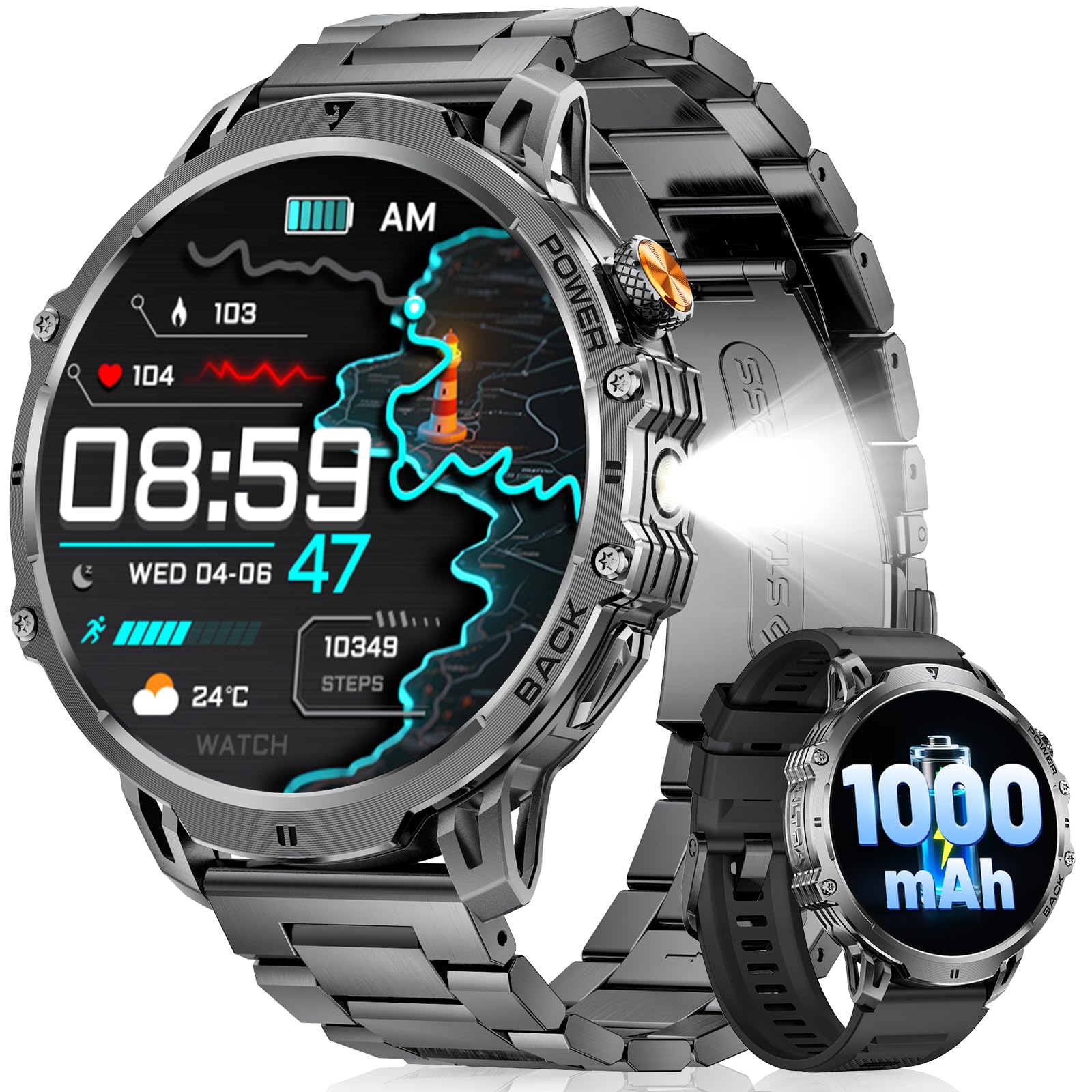 Smartwatch Uomo 1.85'' con Chiamata e Risposta
