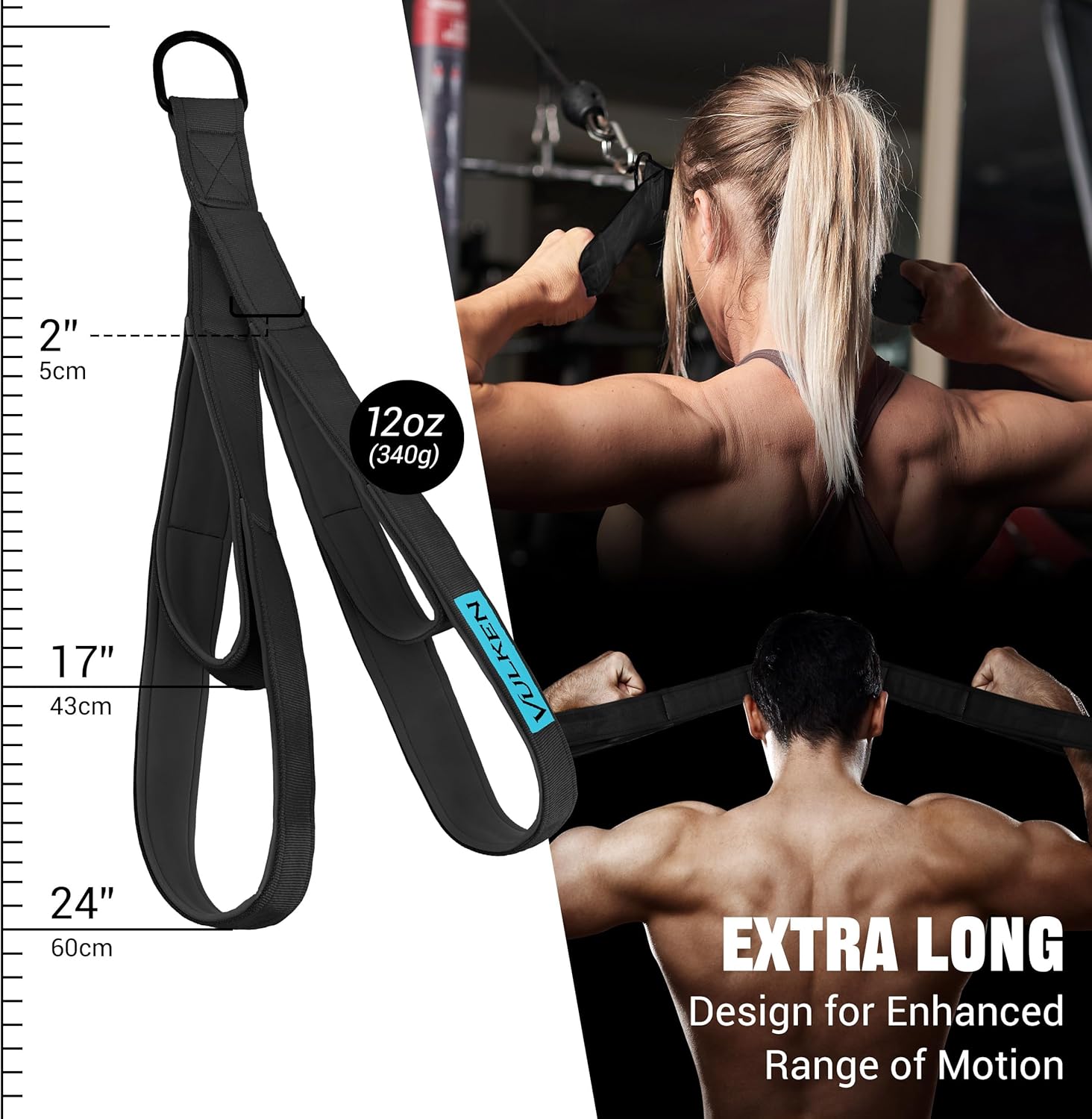 Vulken Corda per Tricipiti con Cavo Extra Lunga - immagine 2