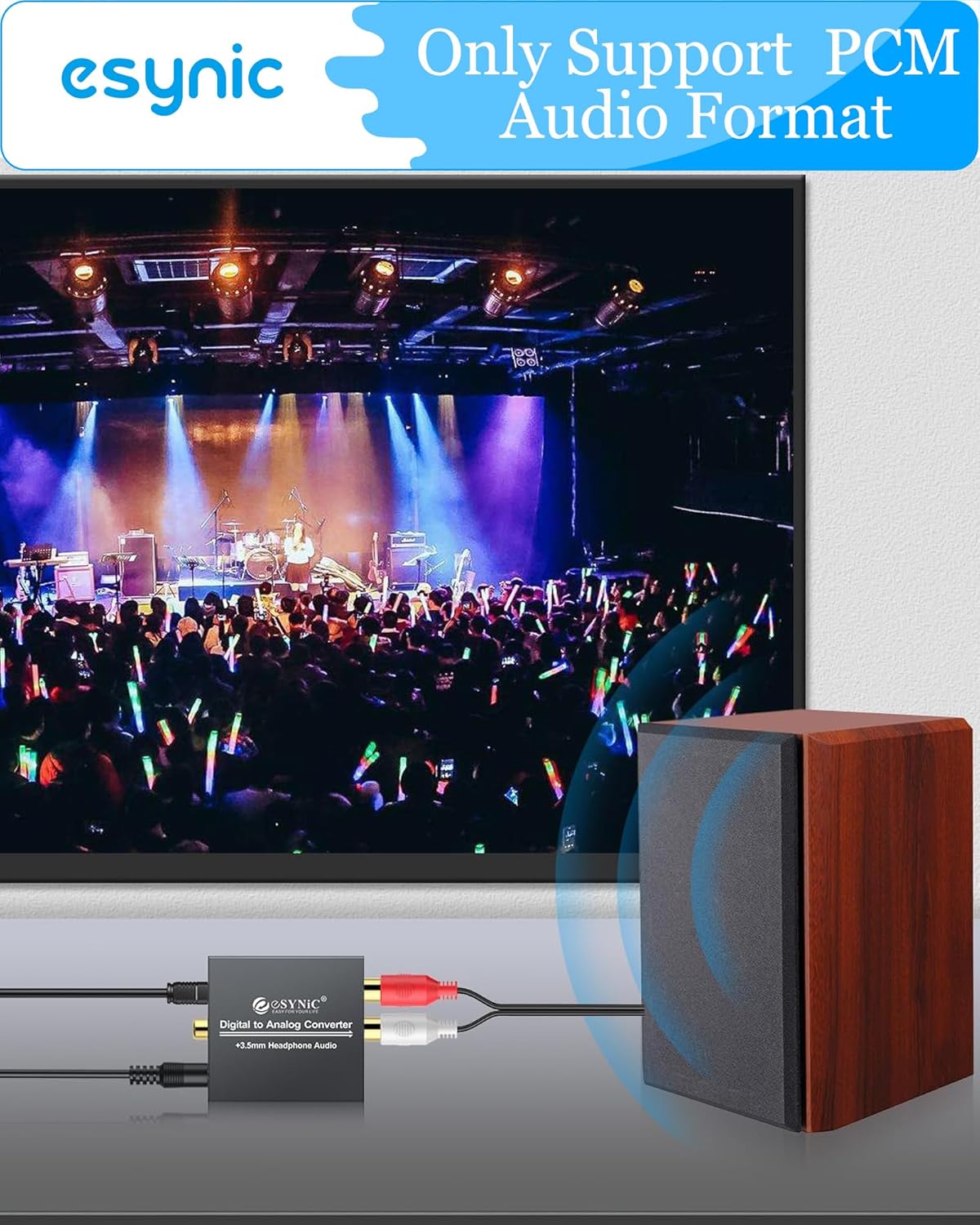 Esynic Convertitore Audio da Ottico a RCA 192KHZ - immagine 5