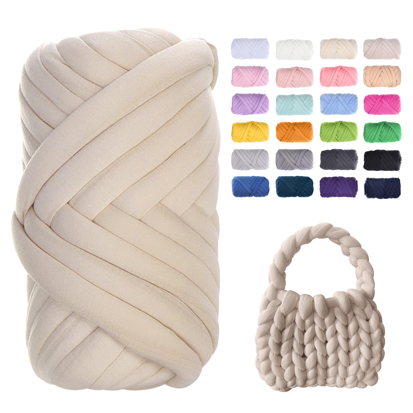 Uiopa Filato Gigante Tubolare in Cotone 500g, Beige