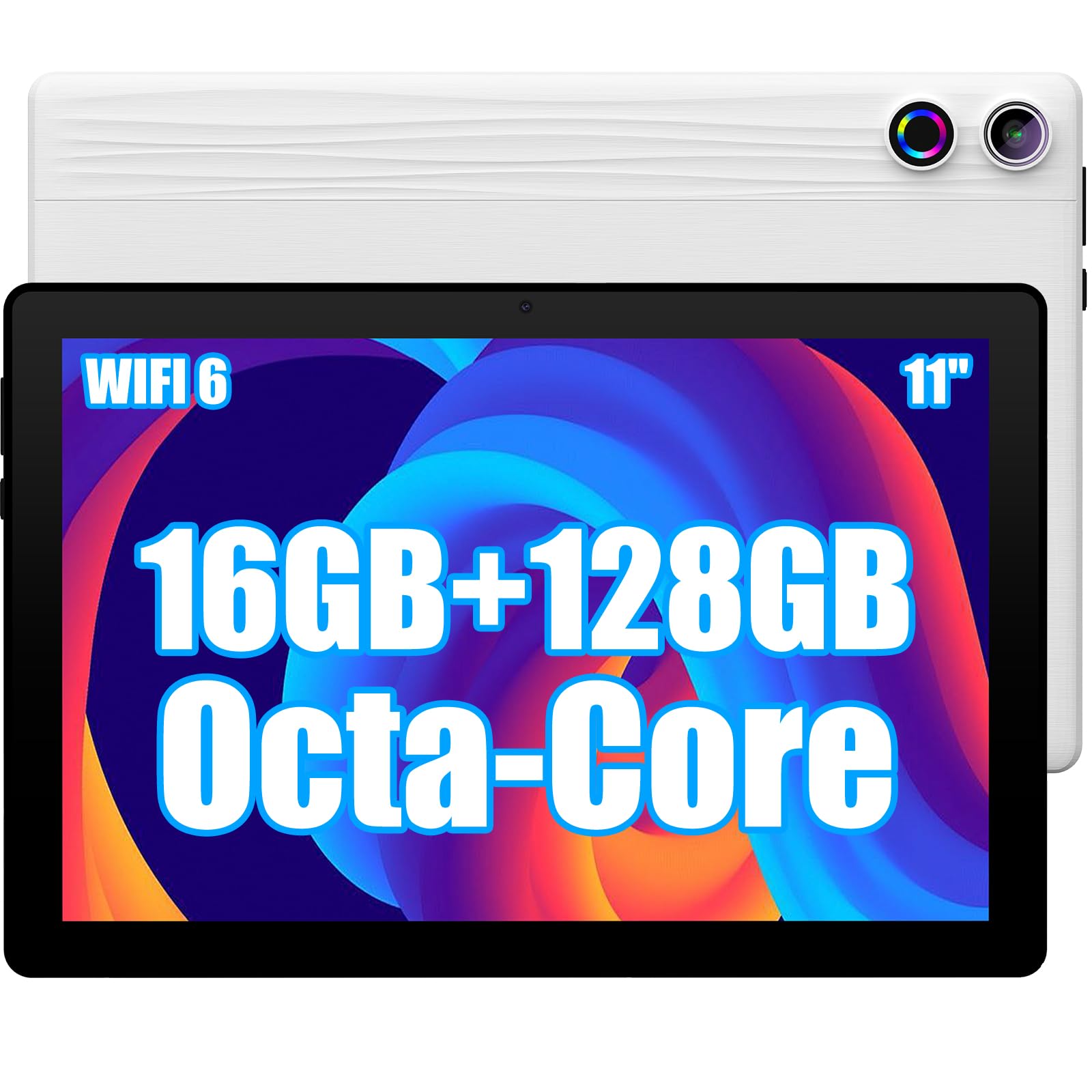 Tablet 11 Pollici Android 14 Octa Core 16GB RAM 128GB ROM, Bianco
