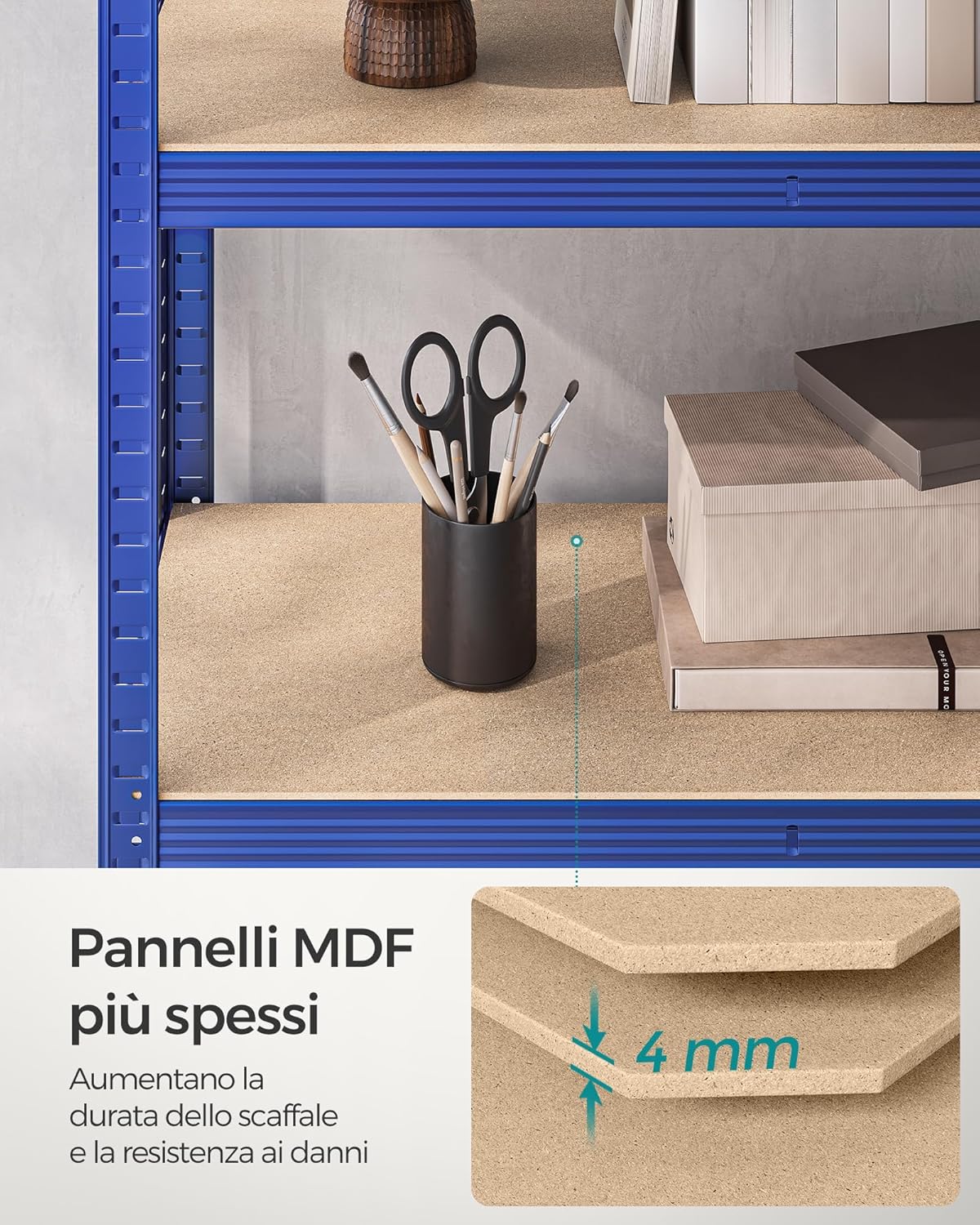 Songmics Set 2 Scaffali Metallo 5 Ripiani 875kg, Blu - immagine 8