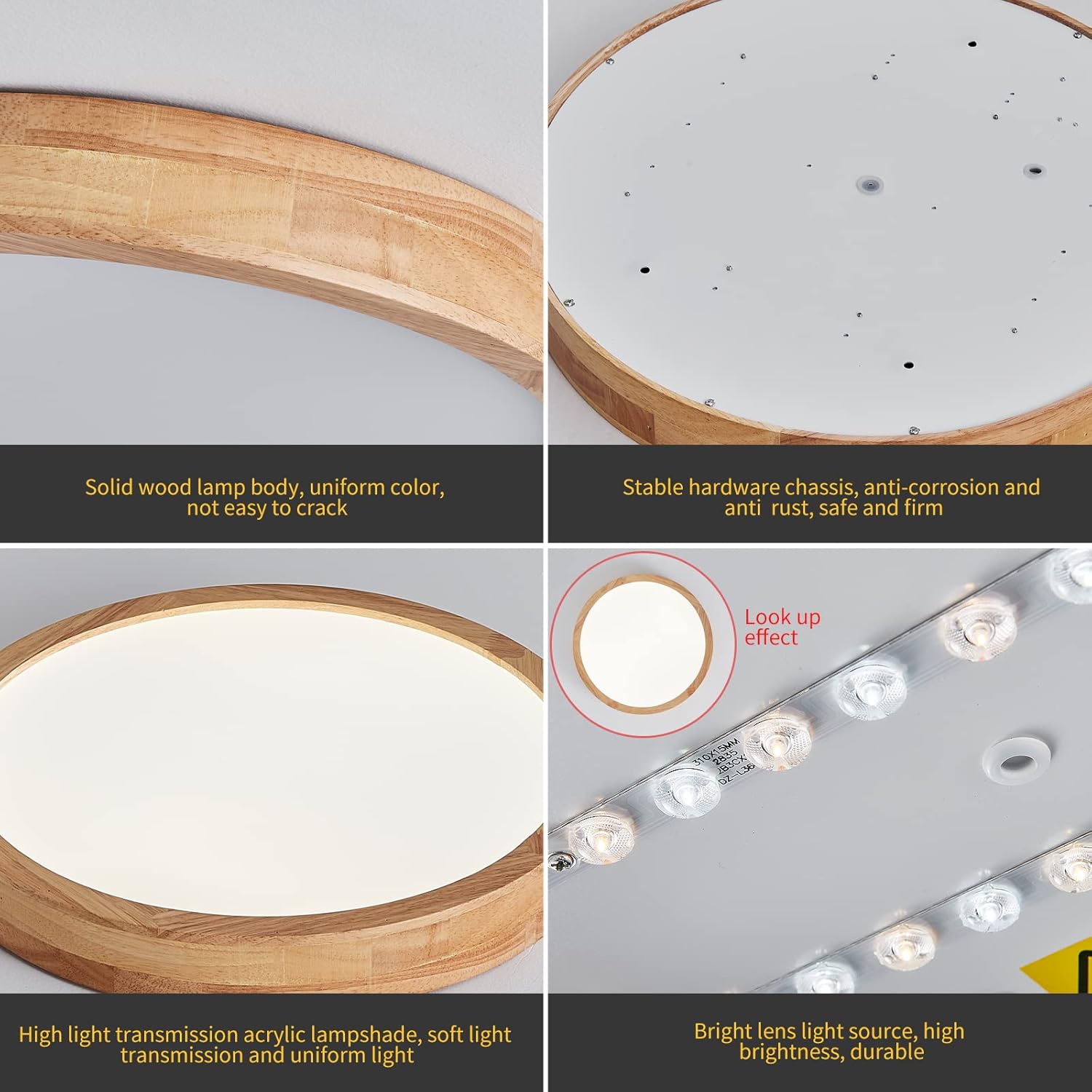 Schindora Plafoniera a LED in legno 21W Ø30cm - immagine 7