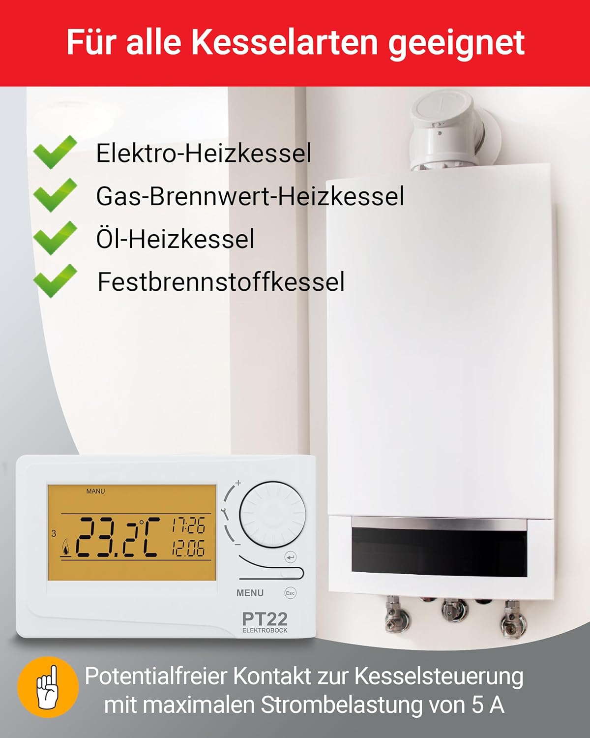 Elektrobock PT22 - Termostato ambiente digitale - immagine 3