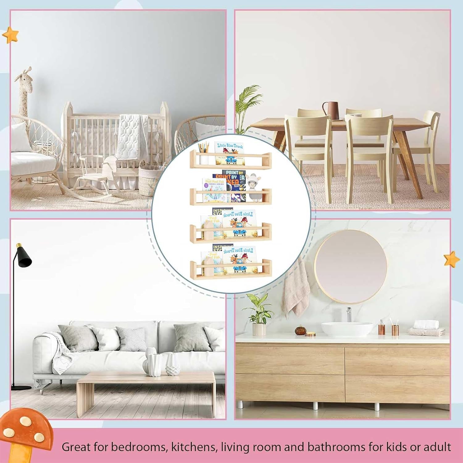 Libreria Sospesa da Parete per Cameretta 41.5cm - immagine 6