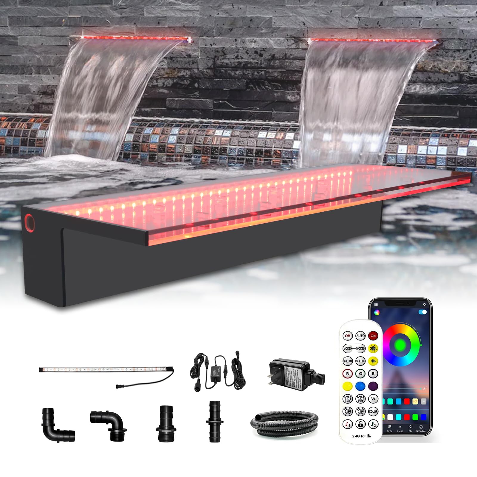 Longrun Fontana Cascata LED Multicolore 60cm