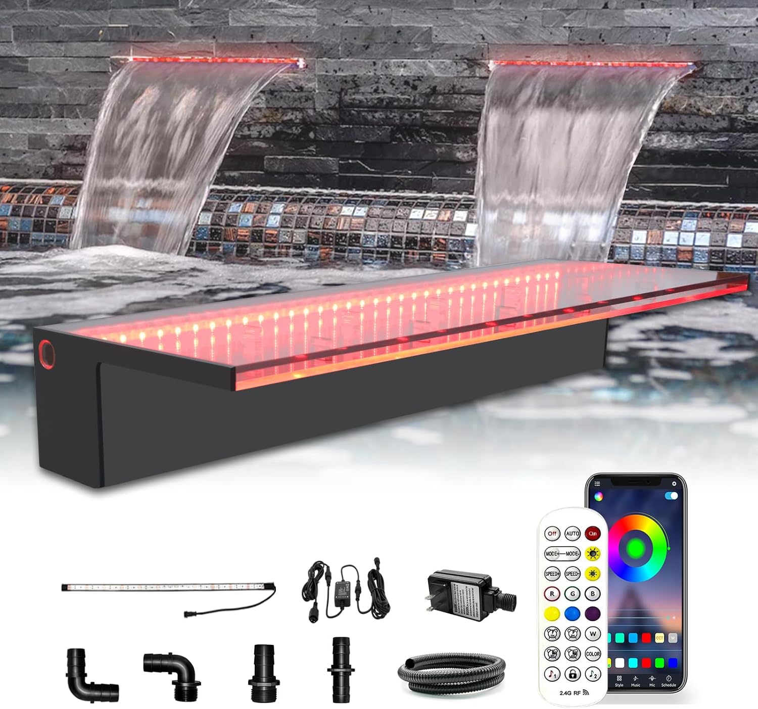 Longrun Fontana Cascata LED Multicolore 60cm - immagine 1
