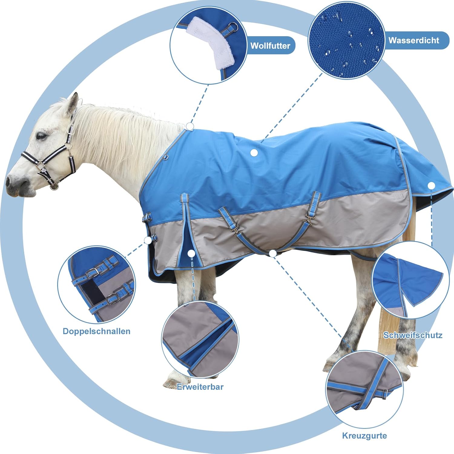 Coperta per cavalli 1200D impermeabile e traspirante - immagine 2