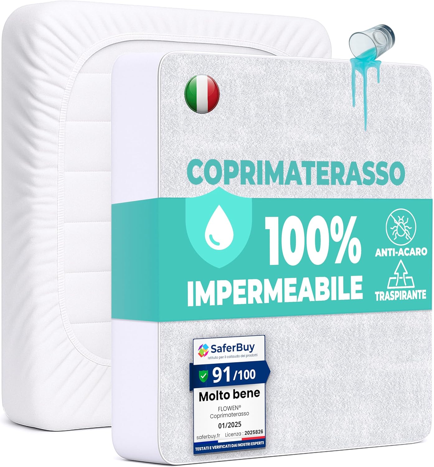 Coprimaterasso Matrimoniale Impermeabile 160x200 cm 2pz - immagine 1