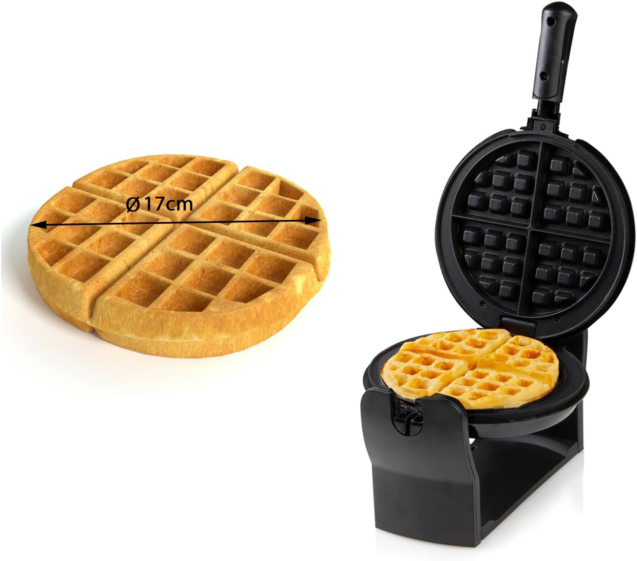 Domo DO9223W - Piastra Antiaderente per Waffle, Nero