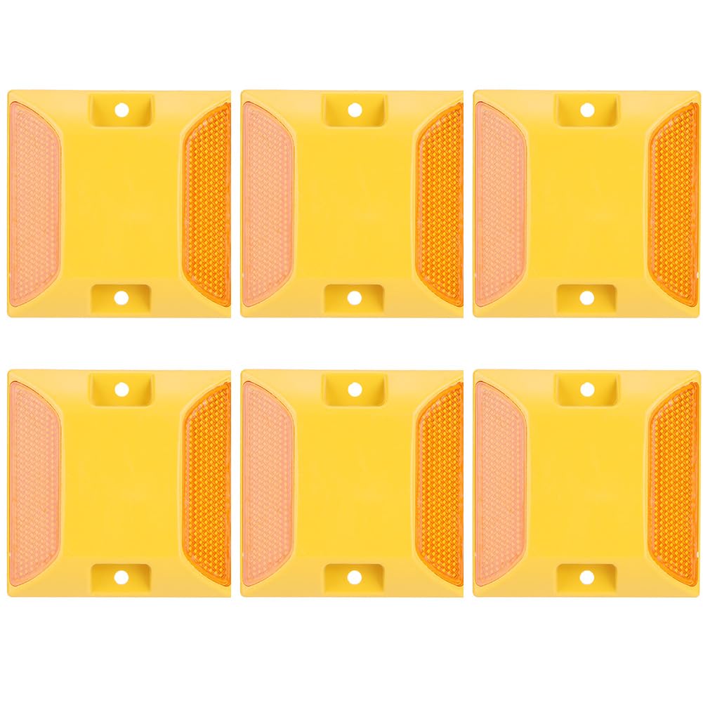 6 Pezzi Riflettori Stradali 9,5 x 9,5 cm Gialli