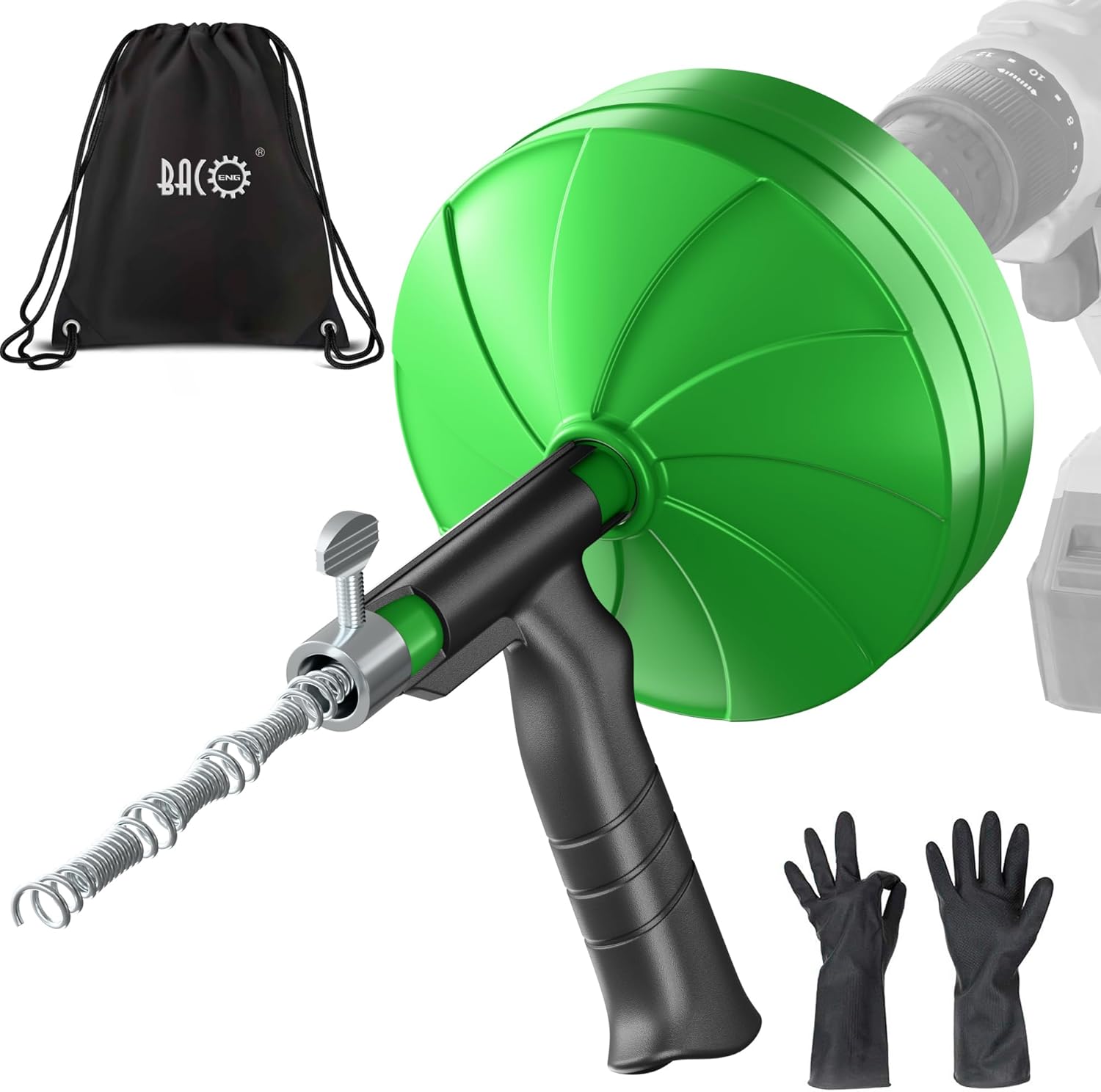 BACOENG Sonda Sturatubi Professionale 10M, Verde - immagine 1