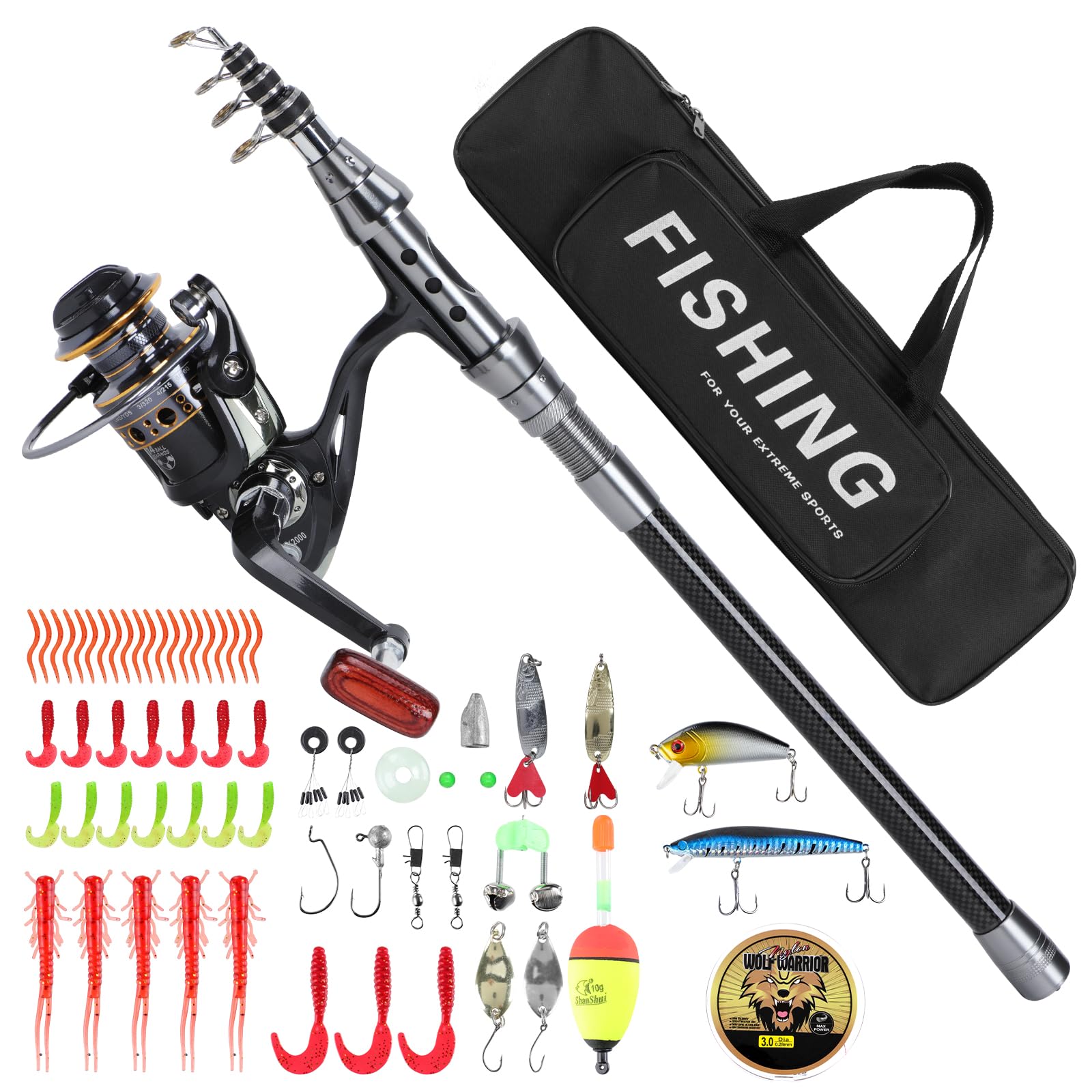 Achort Canna da Pesca e Mulinello Combo Set Telescopico