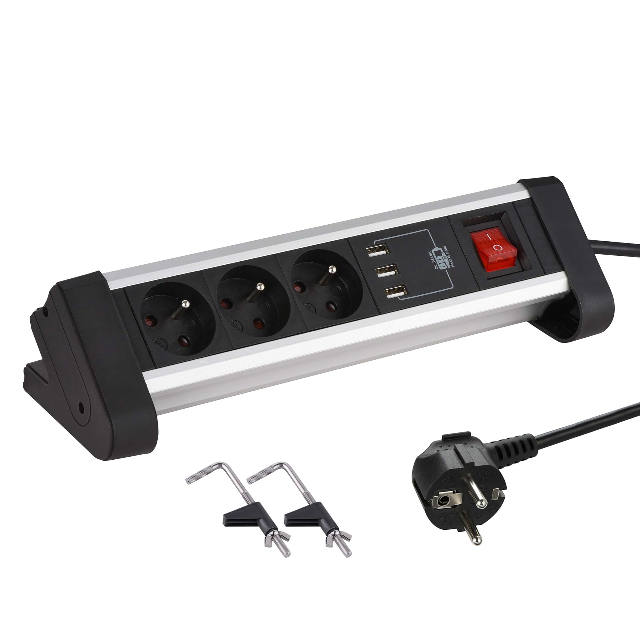 Electraline 35439 - Blocco Multipresa Scrivania, Nero