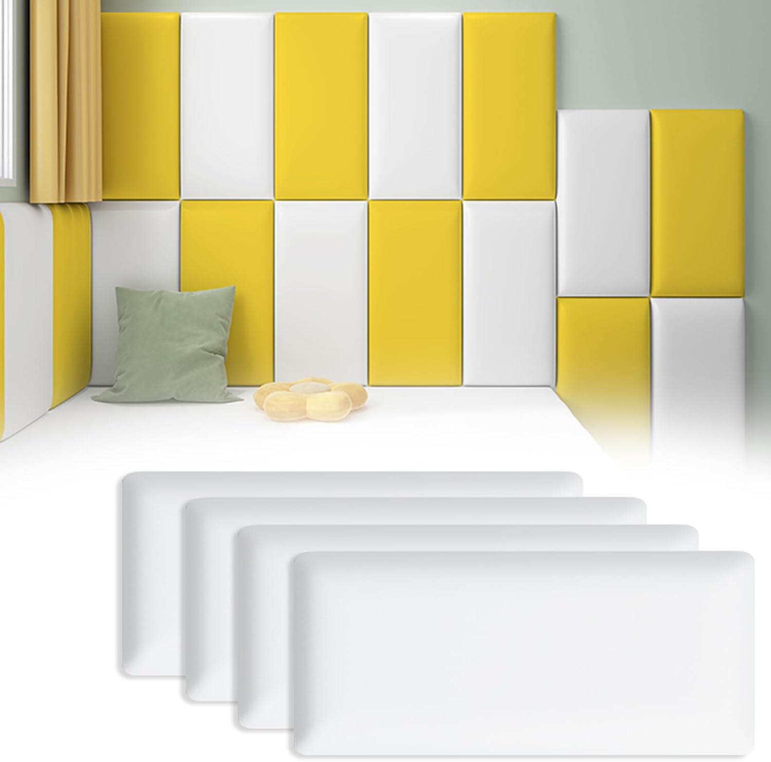Pannelli da Parete 3D Anti-Collisione Softpack (Bianco, 4 pezzi) - immagine 1