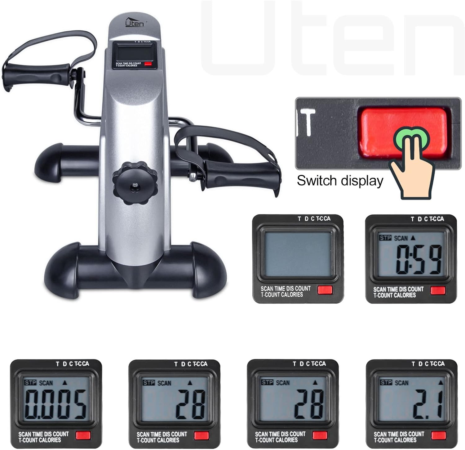 Mini Cyclette Pieghevole Uten con Tappetino Antiscivolo - immagine 2
