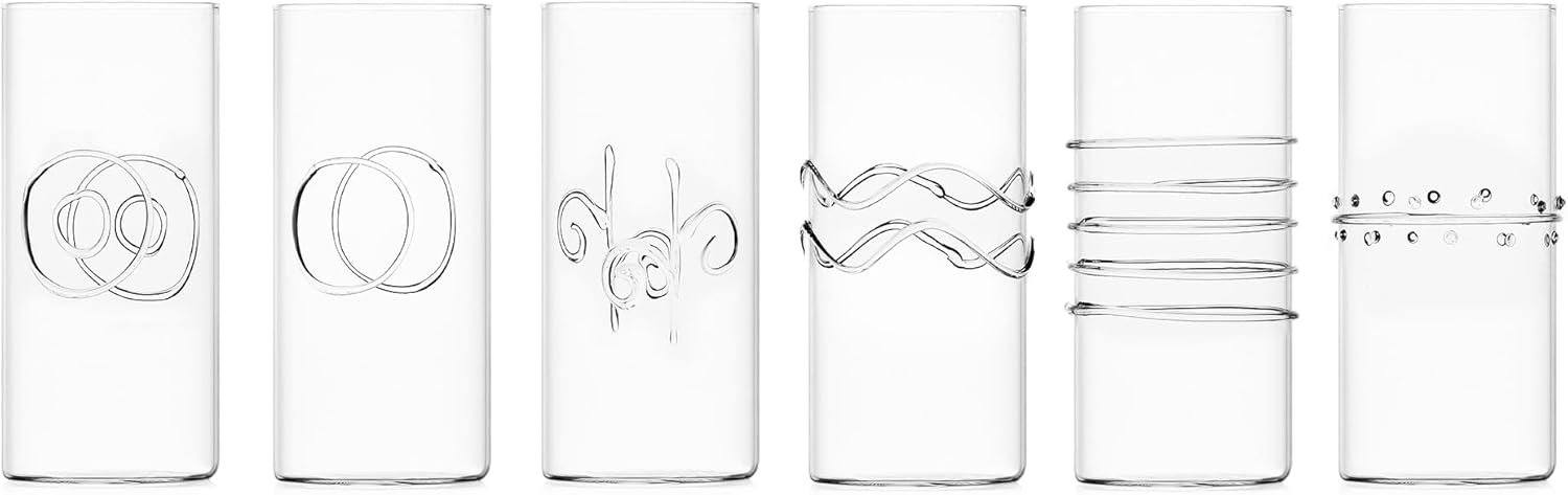 Ichendorf Milano Set di 6 Long Drink, Collezione Decò, 40 cl, Vetro Borosilicato, Fatto a Mano