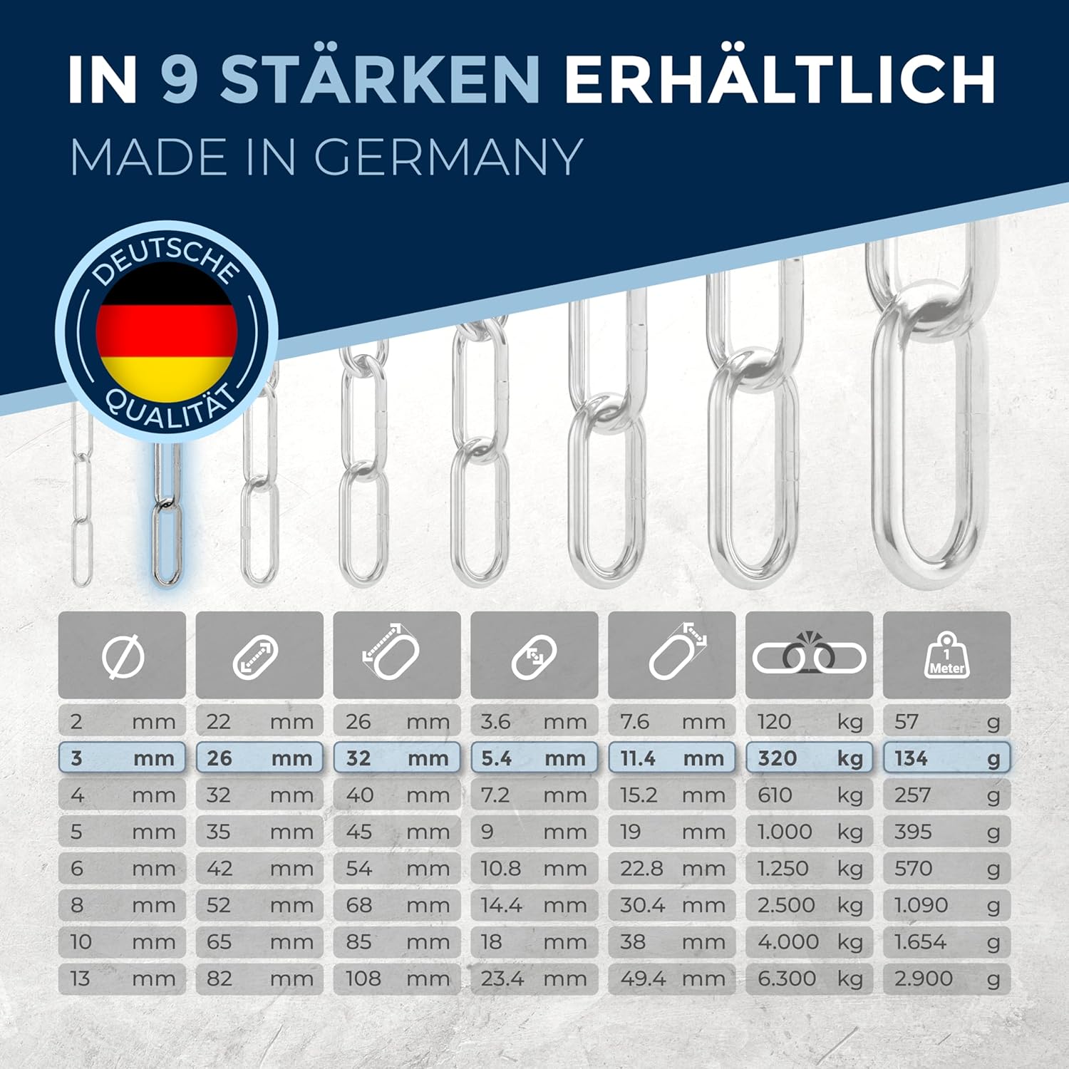 Catena Inox V4A Maglia Lunga Nietfullthings 100m x 3mm - immagine 2