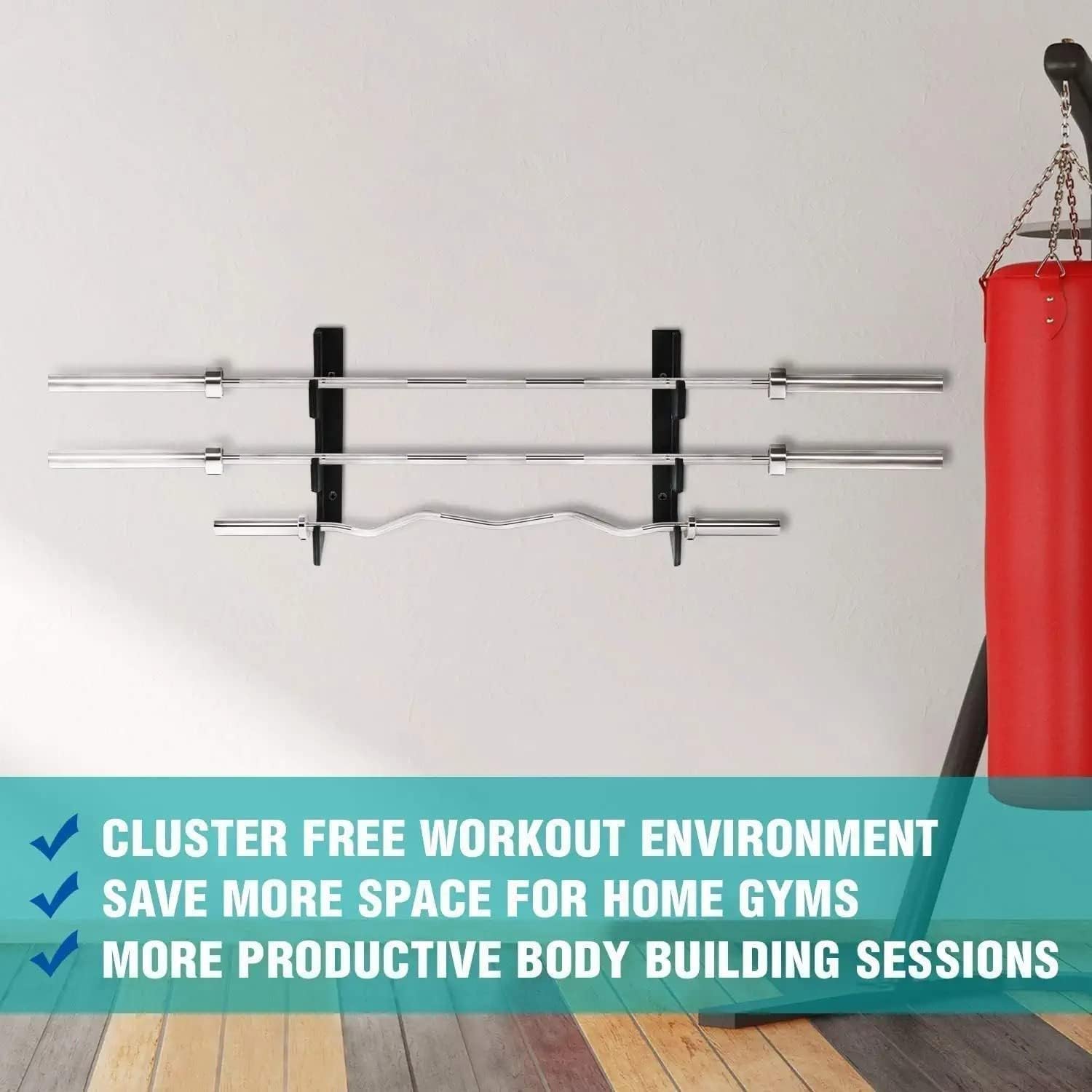 Yes4all Supporto Orizzontale a Parete per Bilancieri - immagine 4